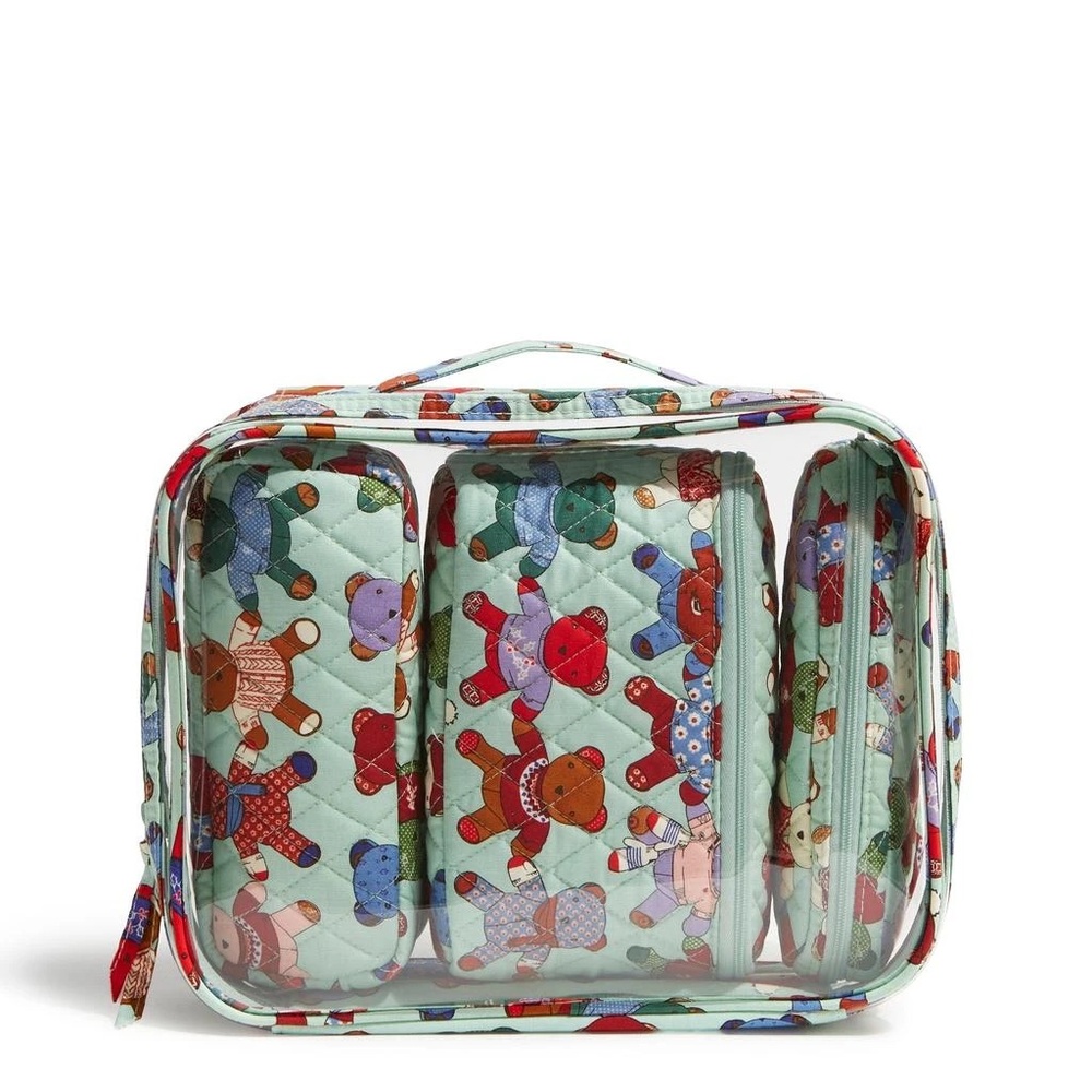 Vera Bradley Toasty Teddies 4 Piece Cosmetic Makeup bag Set. Brand new with tags